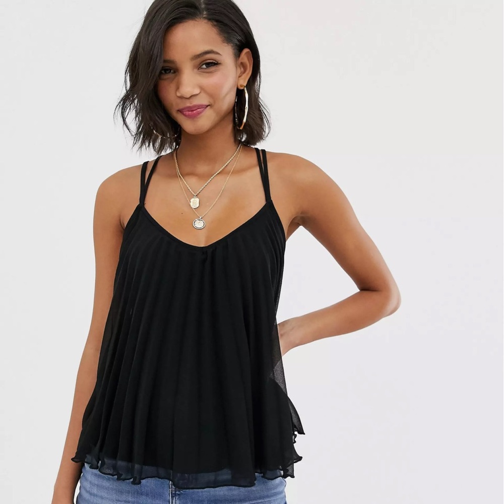 ASOS DESIGN pleated cami with cross back